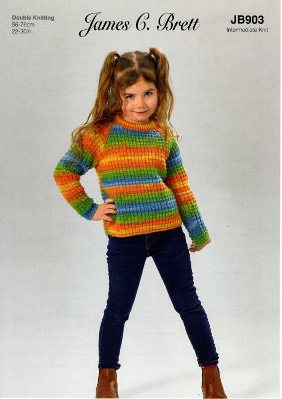 Knitting Pattern - James C Brett JB903 - Aurora DK - Childs' Sweater